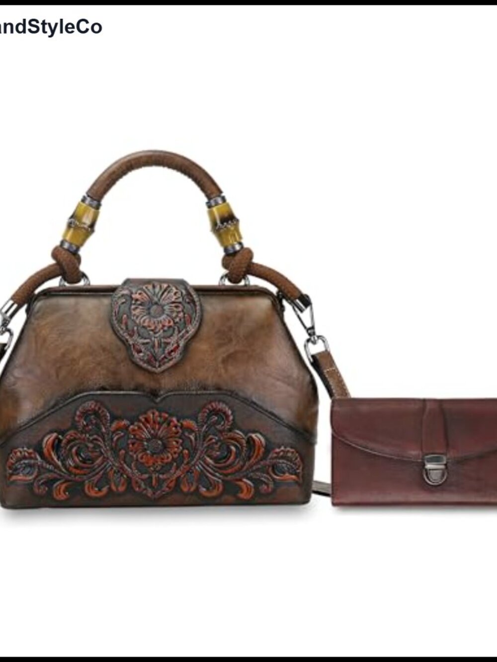 Large Capacity Satchel Crossbody Shoulder Bag & Leather Wallet Set